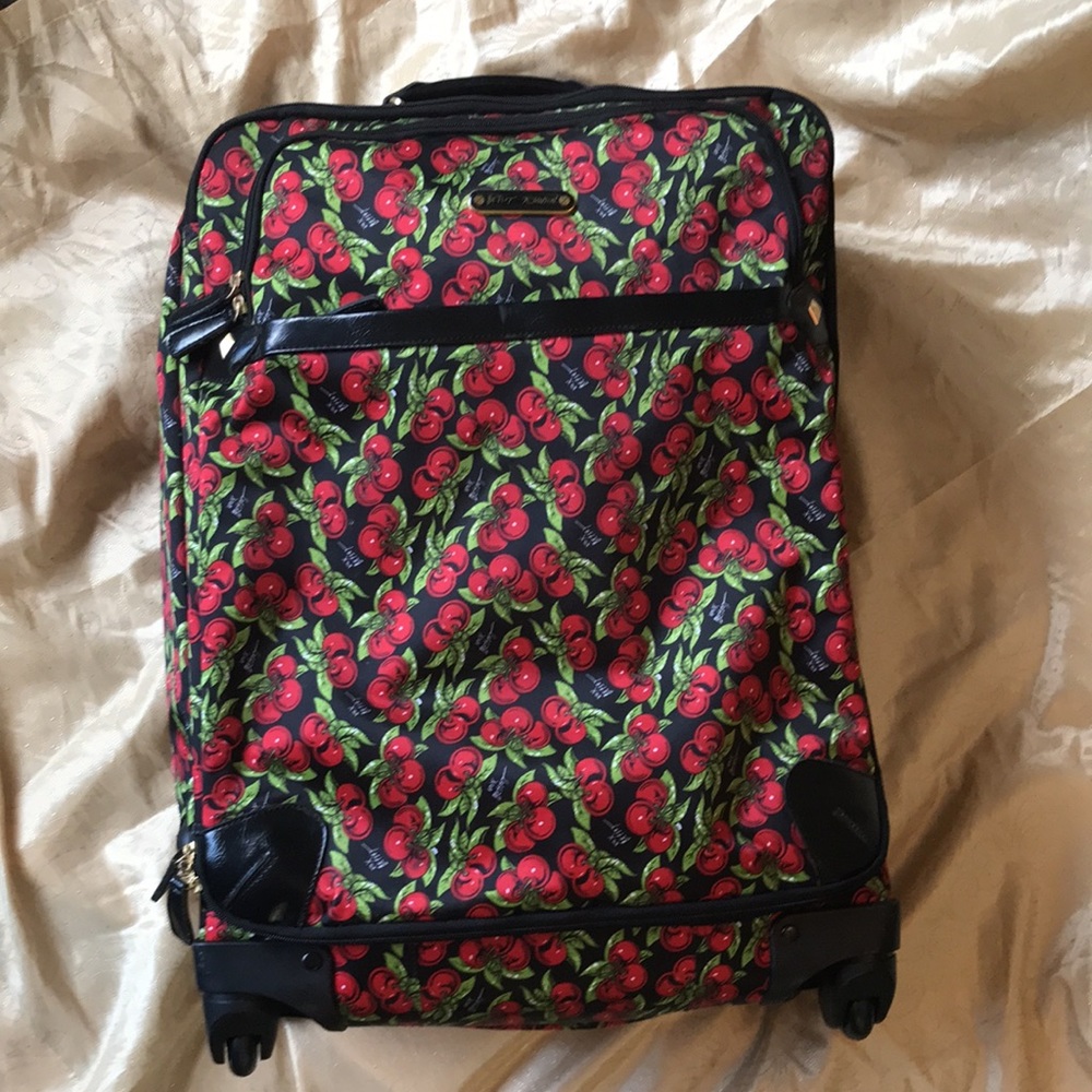 Betsey Johnson “Punk Cherry” large wheeled travel bag (25” x 17” x 9”)